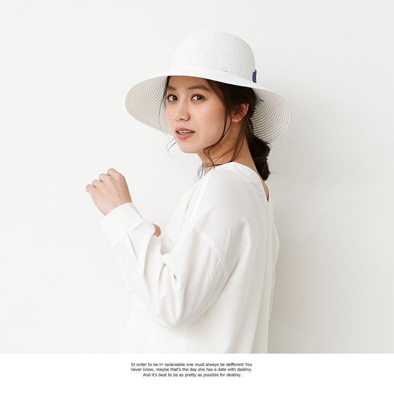 帽子 SMサイズ ECS7-023 ストーン付きリボンツバ広 中折れcap