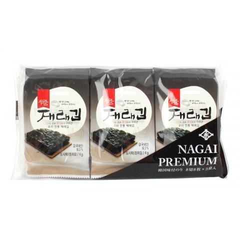 永井海苔　NAGAI PREMIUM 韓国海苔3P　8切サイズ×8枚×3パック｜amicashop