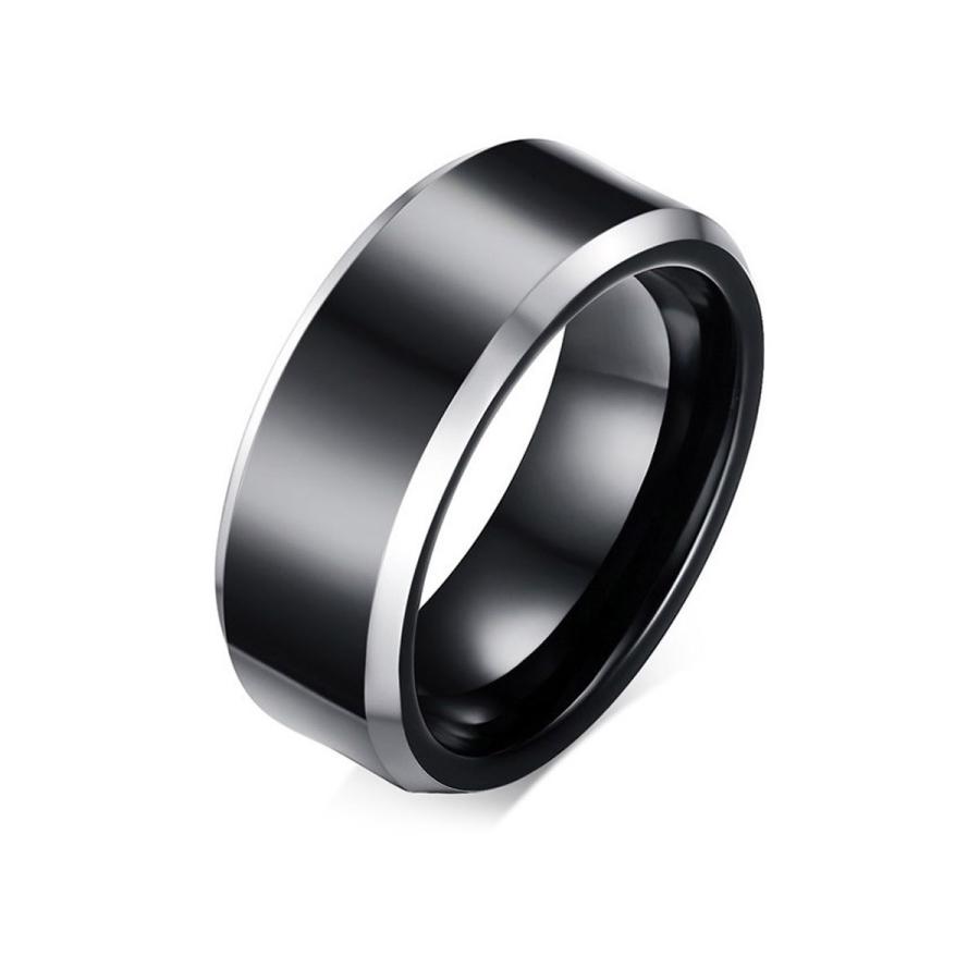 平打ちリング タングステン 指輪 メンズ 重厚感 硬質 ブラック 8mm