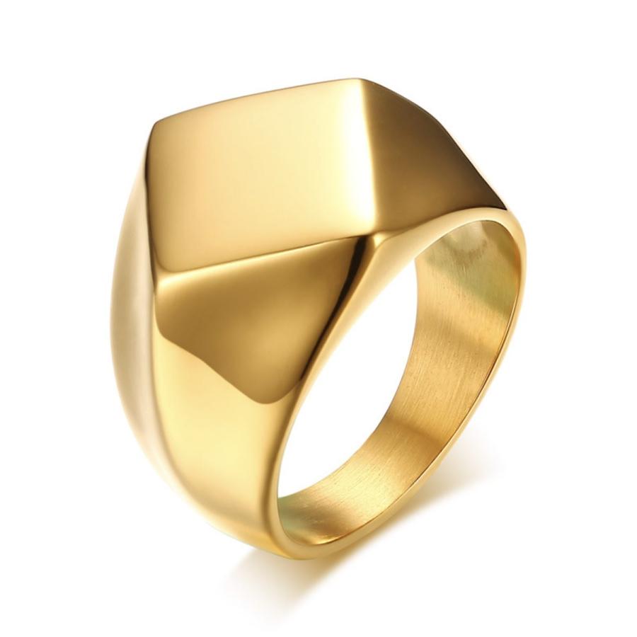 指輪 印台リング シグネット メンズ スクエア ひし形 ゴールド 鏡面