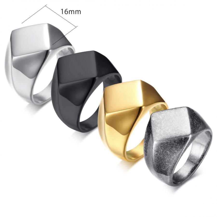 指輪 印台リング シグネット メンズ スクエア ひし形 ブラック 鏡面