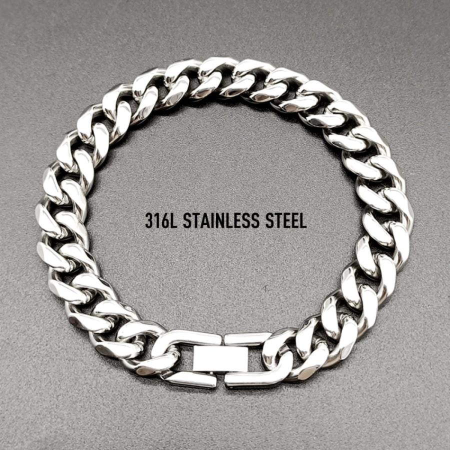 ブレスレット 喜平チェーン メンズ ステンレス 6面 シルバー 幅10mm 中