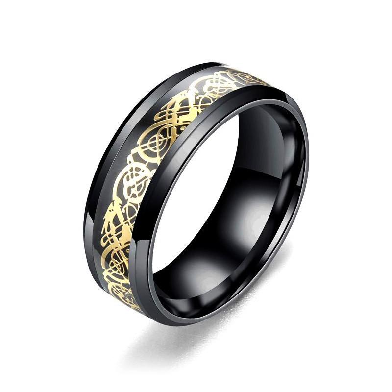 誠実】【誠実】ドラゴンリング ステンレス 指輪 メンズ ブラック