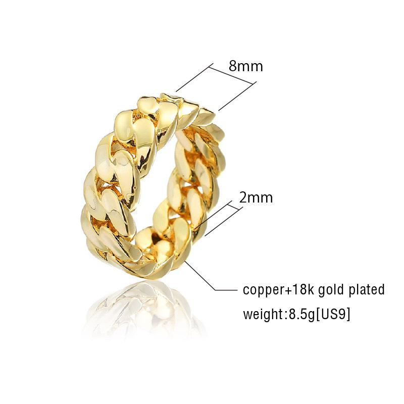 指輪 マイアミキューバンリング 幅8mm メンズ 喜平チェーン ゴールド