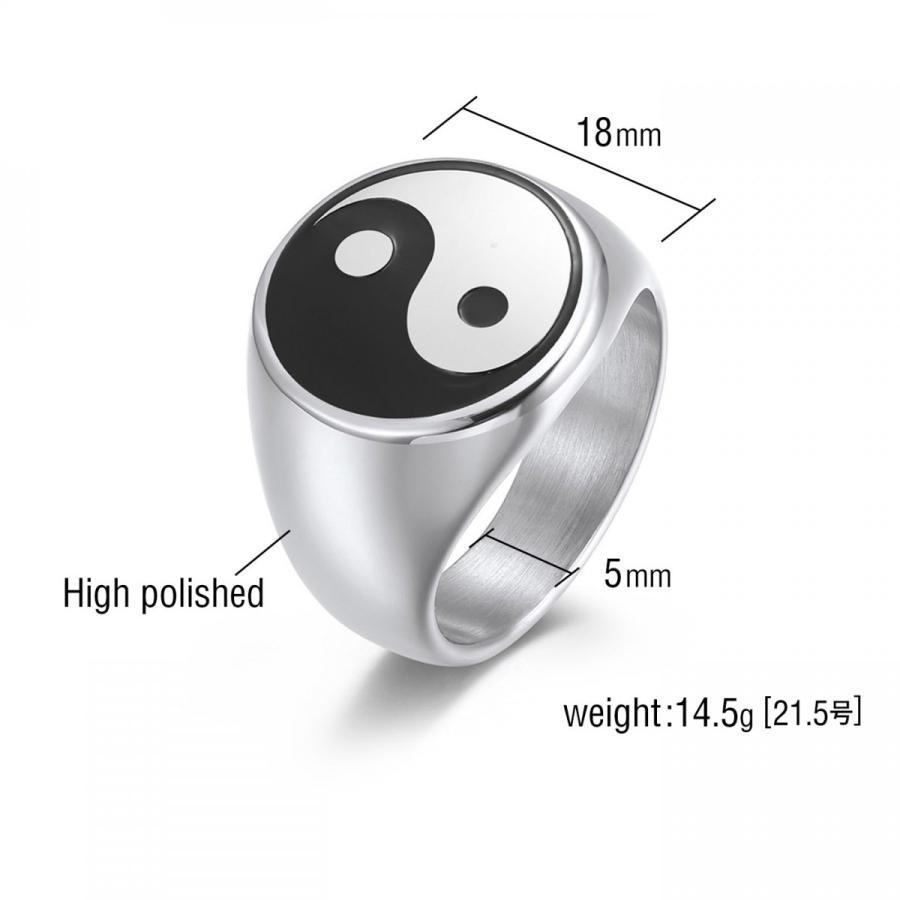 指輪 メンズ 陰陽リング 印台L シグネット 幅18mm ステンレス シルバー