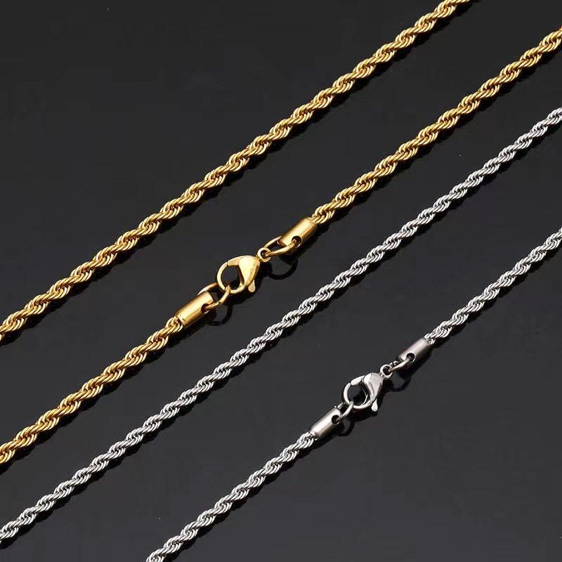 ロープチェーン ネックレス メンズ レディース ステンレス シルバー