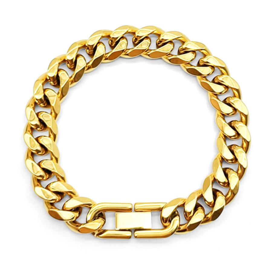 ブレスレット 喜平チェーン メンズ ステンレス 6面 ゴールド 幅10mm 中