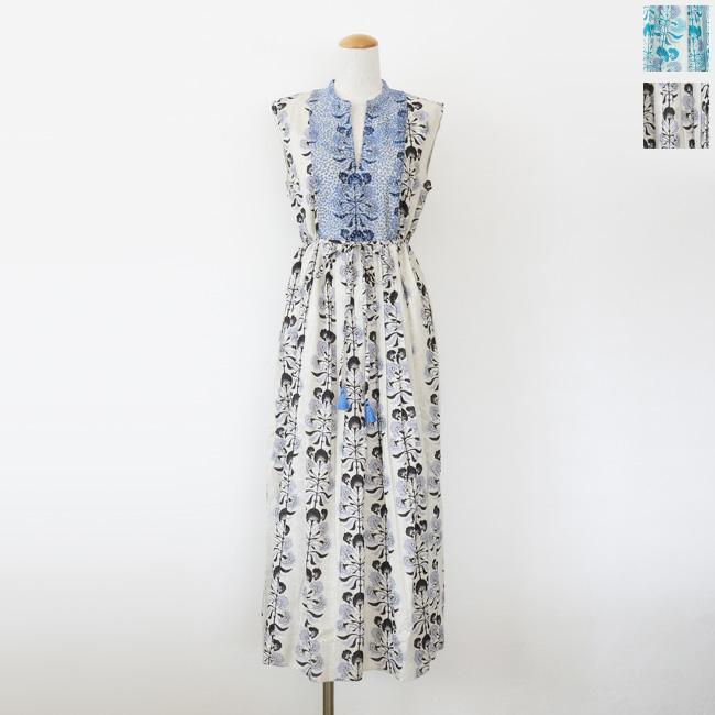 ne Quittez pas (ヌキテパ) ワンピース Cotton Jacquard Annabelle Print Embroidery Sleeveless Dress 010551GT3