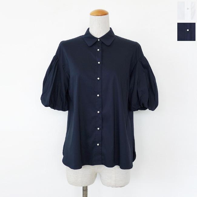 SALE [30%OFF] SONO NAVY (ソーノ) ブラウス フィグスリーブ パール