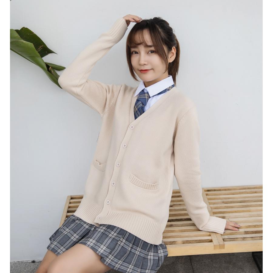 スクールカーディガン学生制服カーディガン綿100％Vネックニット９ゲージ無地「アミコレ」 |  | 11