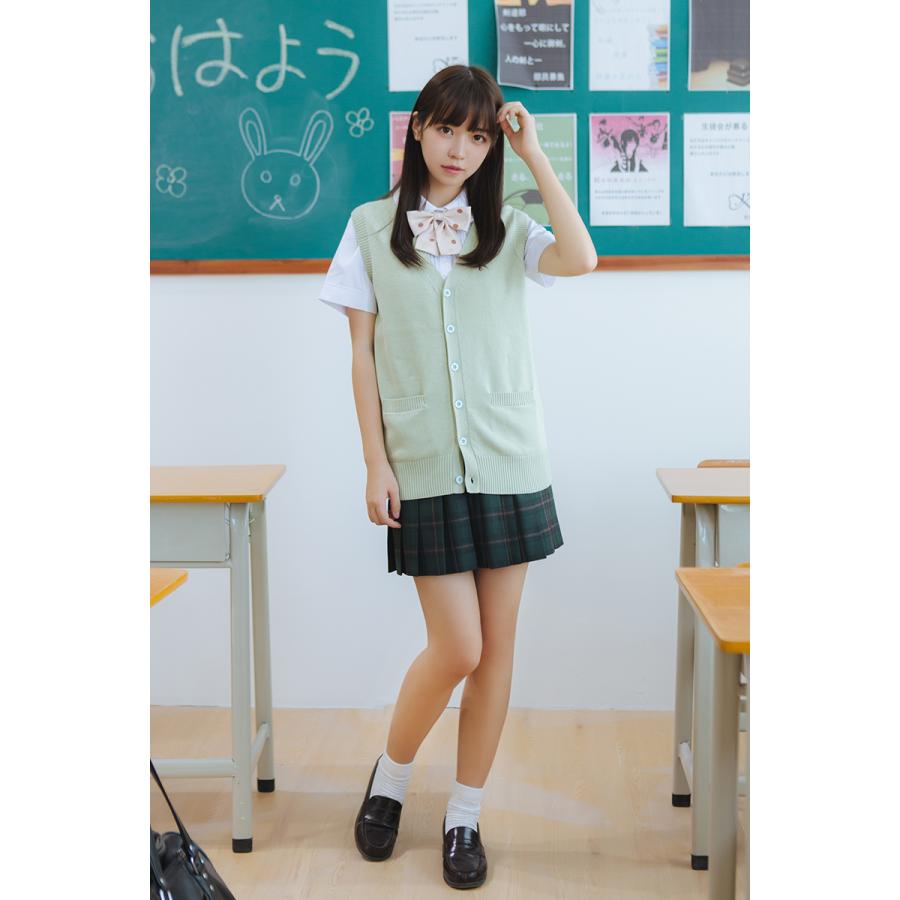 前開きスクールベスト綿100%ニットベスト９ゲージ無地「アミコレ」 |  | 09