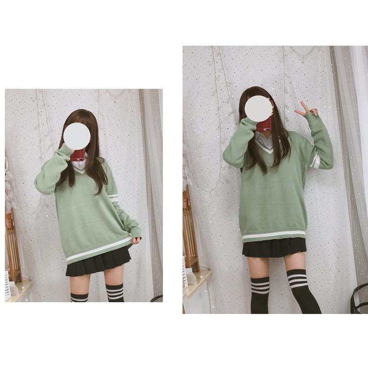 綿100%学生制服セーター Vネックスクールセーターライン入り |  | 06