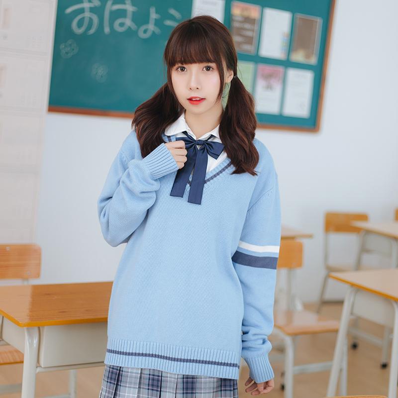 綿100%学生制服セーター Vネックスクールセーターライン入り |  | 09