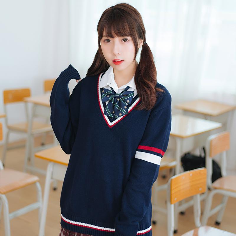 綿100%学生制服セーター Vネックスクールセーターライン入り |  | 10