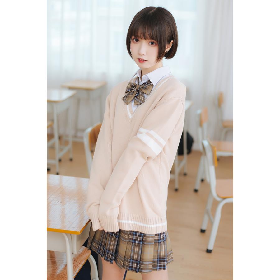 綿100%学生制服セーター Vネックスクールセーターライン入り |  | 11