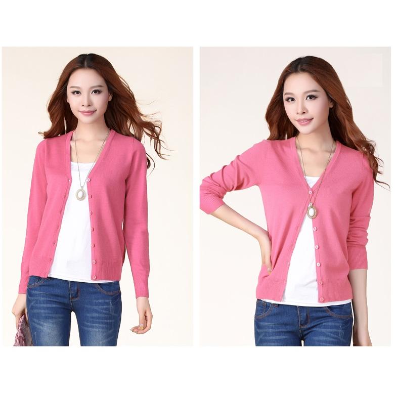 カラフルVネックカーディガンレディース長袖(UVケア洗濯機OK無地） |  | 13