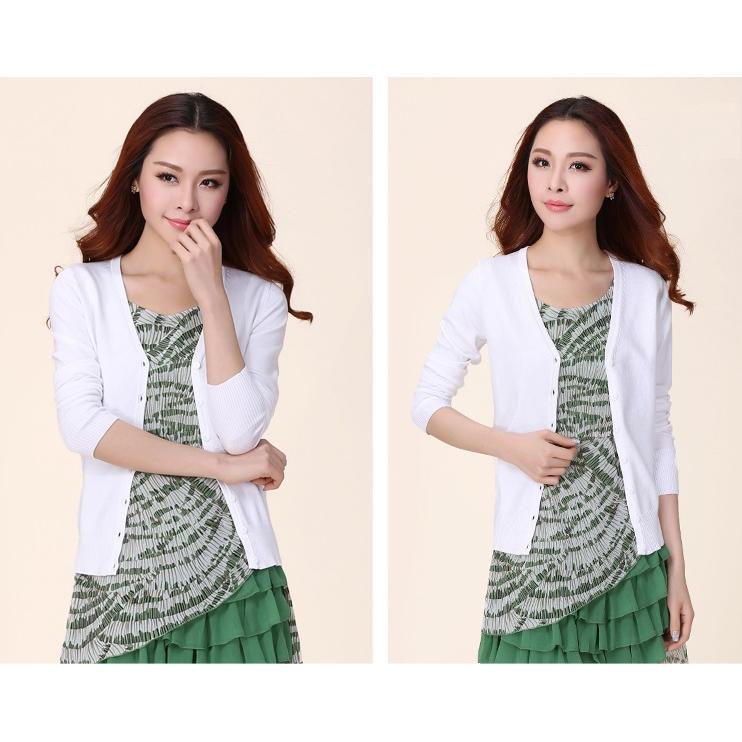 カラフルVネックカーディガンレディース長袖(UVケア洗濯機OK無地） |  | 04