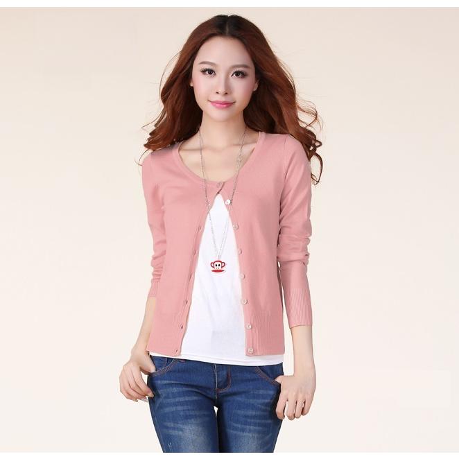 カラフルVネックカーディガンレディース長袖(UVケア洗濯機OK無地） |  | 15