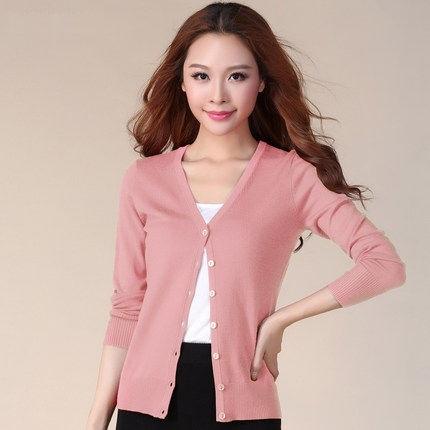 カラフルVネックカーディガンレディース長袖(UVケア洗濯機OK無地） |  | 06