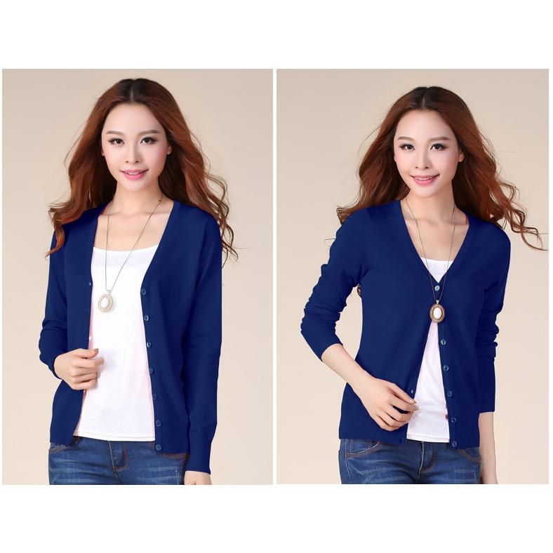 カラフルVネックカーディガンレディース長袖(UVケア洗濯機OK無地） |  | 12