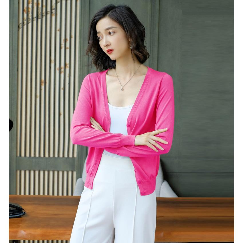 カラフルVネックカーディガンレディース長袖(UVケア洗濯機OK無地） |  | 11