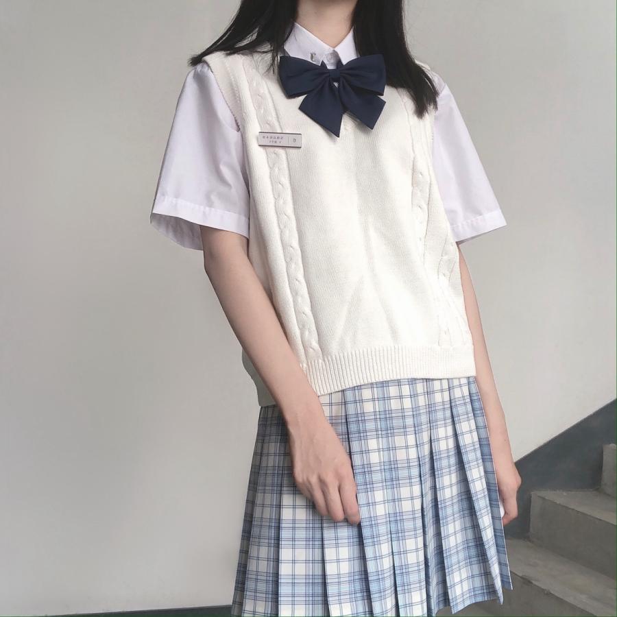 年間使いやすい綿100%ケーブル編み学生制服Vネックニットスクールベスト９ゲージ |  | 17