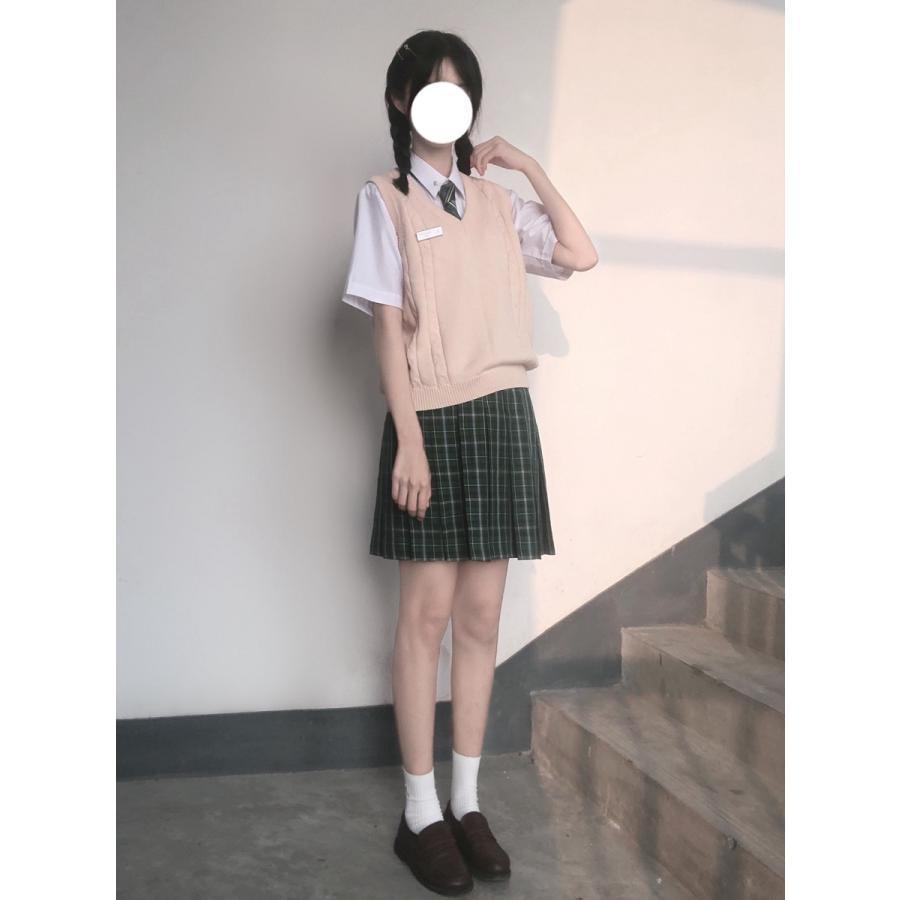 年間使いやすい綿100%ケーブル編み学生制服Vネックニットスクールベスト９ゲージ |  | 11