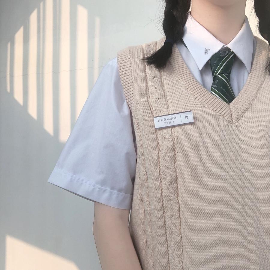 年間使いやすい綿100%ケーブル編み学生制服Vネックニットスクールベスト９ゲージ |  | 13