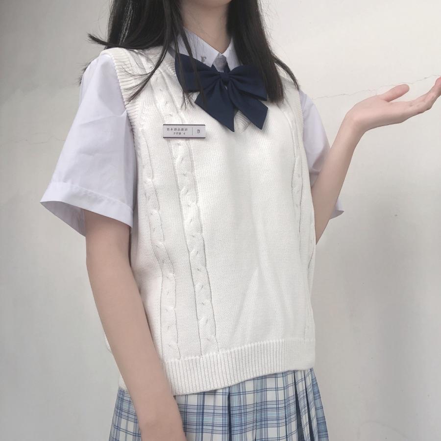年間使いやすい綿100%ケーブル編み学生制服Vネックニットスクールベスト９ゲージ |  | 15