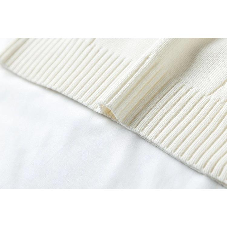 年間使いやすい綿100%ライン入りケーブル編み学生制服Vネックニットスクールベスト９ゲージ |  | 09