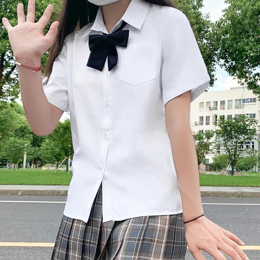 女子長袖半袖学生用カッターシャツ透けないYシャツ制服スクールシャツ無地 |  | 10