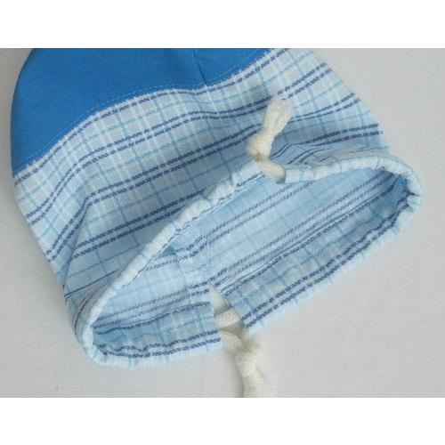 コップ袋にも使える両引き巾着【水色のチェック×コバルトブルー】 |  | 02