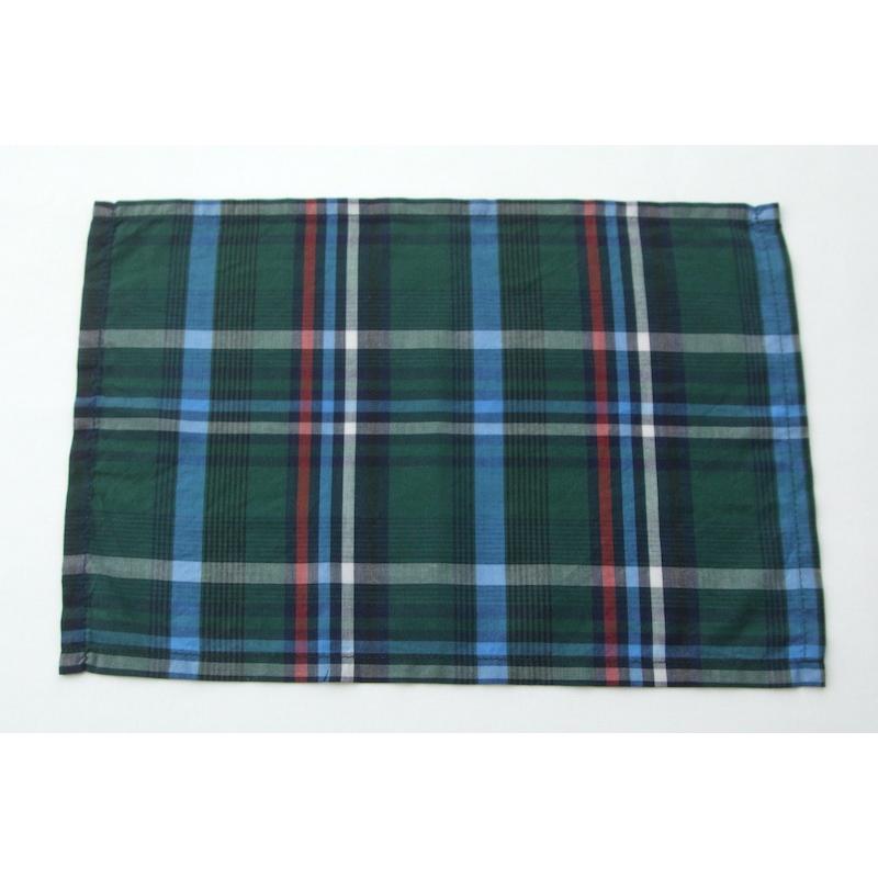 ランチョンマット30×20（A4サイズ）【緑に赤水色のチェック柄】綿