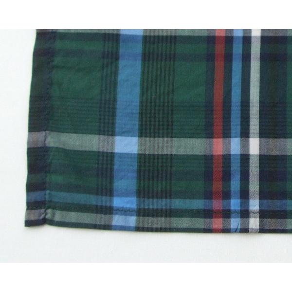 ランチョンマット30×20（A4サイズ）【緑に赤水色のチェック柄】綿