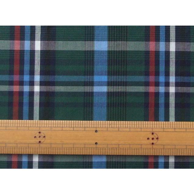 ランチョンマット30×20（A4サイズ）【緑に赤水色のチェック柄】綿