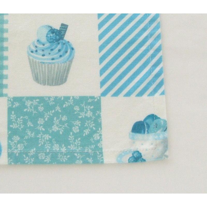 ランチョンマット40×40【水色のスウィーツ柄・マカロン、カップケーキ】綿 女の子 |  | 05
