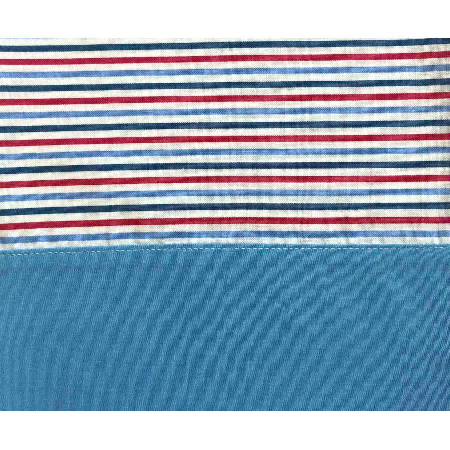 片引き巾着袋23.5×18綿【水色×トリコロールのボーダー】 給食袋用 |  | 02