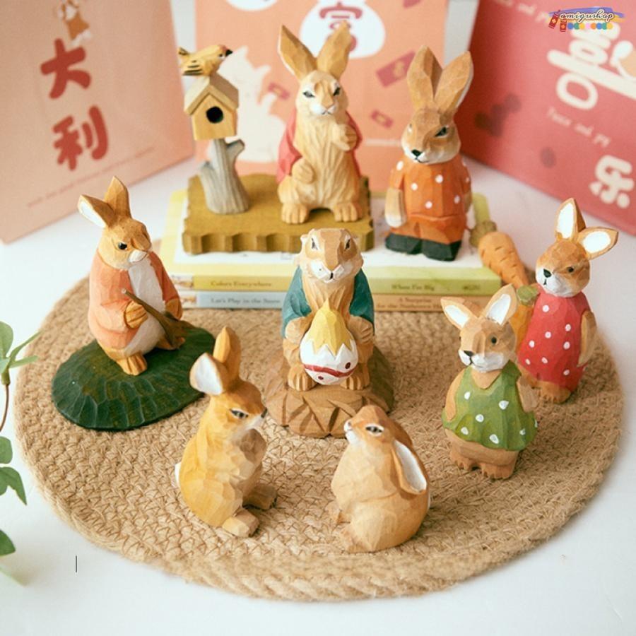 おきもの 木製彫刻 うさぎ 机の装飾 ホームインテリア 可愛い おきもの 木製彫刻 うさぎ 机の装飾 ホームインテリア 可愛い