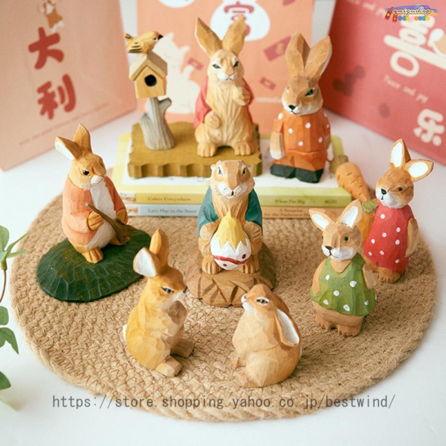 おきもの 木製彫刻 うさぎ 机の装飾 ホームインテリア 可愛い おきもの 木製彫刻 うさぎ 机の装飾 ホームインテリア 可愛い