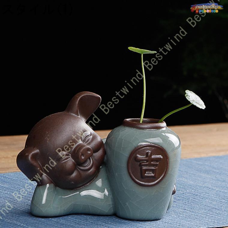陶器製 かわいい豚の置物 ハンドメイド 鉢植え 豚人形 陶芸 陶器製 かわいい豚の置物 ハンドメイド 鉢植え 豚人形 陶芸