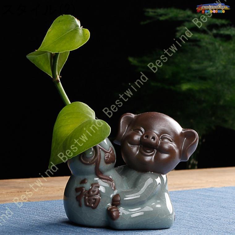 陶器製 かわいい豚の置物 ハンドメイド 鉢植え 豚人形 陶芸 陶器製 かわいい豚の置物 ハンドメイド 鉢植え 豚人形 陶芸