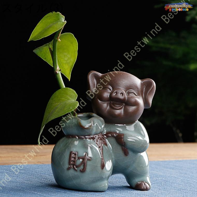 陶器製 かわいい豚の置物 ハンドメイド 鉢植え 豚人形 陶芸 陶器製 かわいい豚の置物 ハンドメイド 鉢植え 豚人形 陶芸