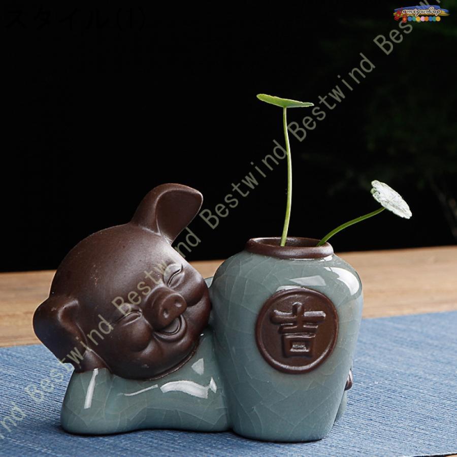 陶器製 かわいい豚の置物 ハンドメイド 鉢植え 豚人形 陶芸 陶器製 かわいい豚の置物 ハンドメイド 鉢植え 豚人形 陶芸