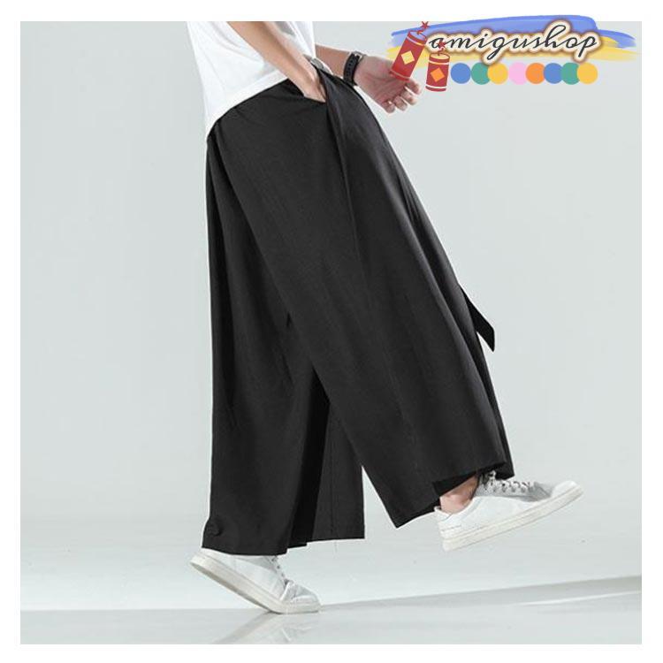 袴パンツ ワイドパンツ メンズ フレアパンツ ロング丈 ガウチョ 袴パンツ ワイドパンツ メンズ フレアパンツ ロング丈 ガウチョ
