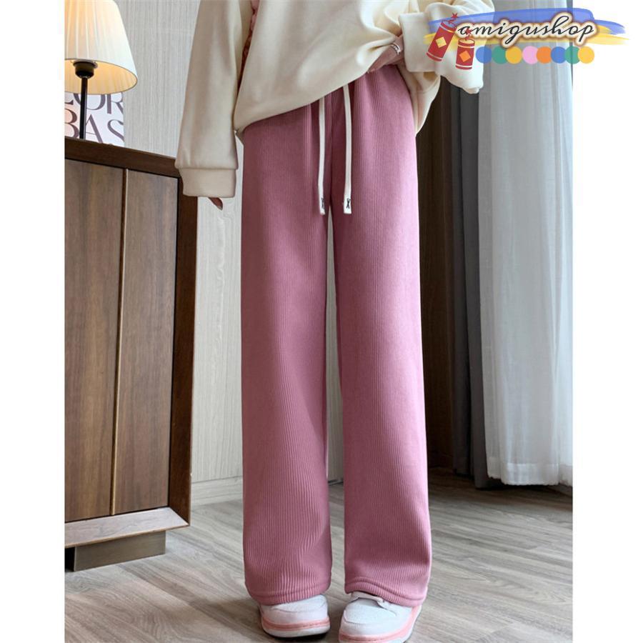 ワイドパンツ ロング丈 コーデュロイ 裏起毛パンツ 裏ボア シンプル 