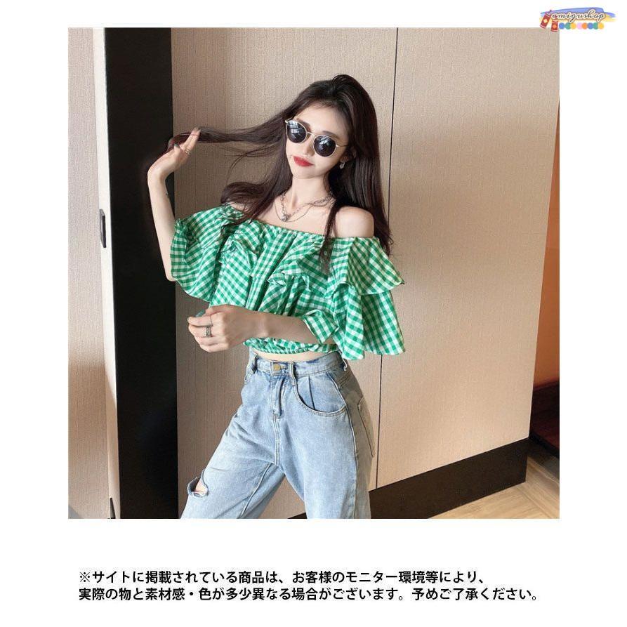 オフショルダー レディース ブラウス チェック柄 オフショル オフショルダー レディース ブラウス チェック柄 オフショル