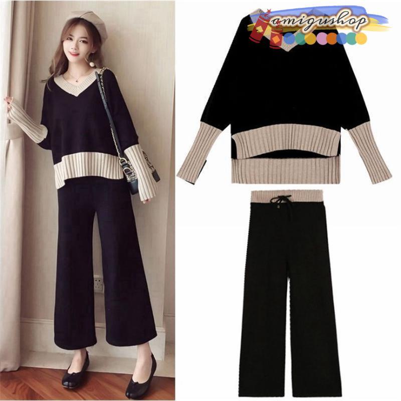 パンツスーツ レディース ニットセーター ワイドパンツ セットアップ 長袖 卒業式 服 母 ママ スーツ 入学式 卒園式 入園式 セレモニー 部屋着 | ブランド登録なし | 01