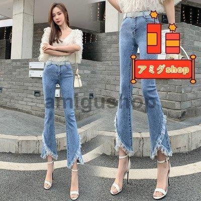 クロップドパンツ レディース デニム カットオフ フェミニン 可愛い きれいめ タイト スキニー Hl0303 Mn194 アミグshop 通販 Yahoo ショッピング