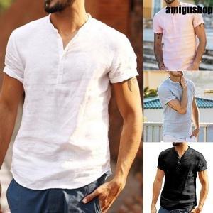 Tシャツ メンズファッション 半袖 夏 Vネック トップス 無地 大きいサイズ 麻繊維 おしゃれ 運動会 おしゃれ トップス 無地 Hl0314 Dx163 アミグshop 通販 Yahoo ショッピング