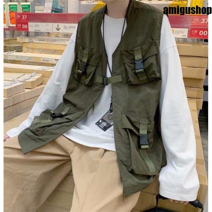 ベスト ジレ ビッグポケット ゆったり ビッグシルエット ノースリーブ チョッキ ミリタリー アウトドアベスト フィッシングベスト 韓国 ファッション メンズ ストリート カジュアル 夏 春 秋冬 冬 個性 大きいサイズ ジレベスト 楽天スーパーセール